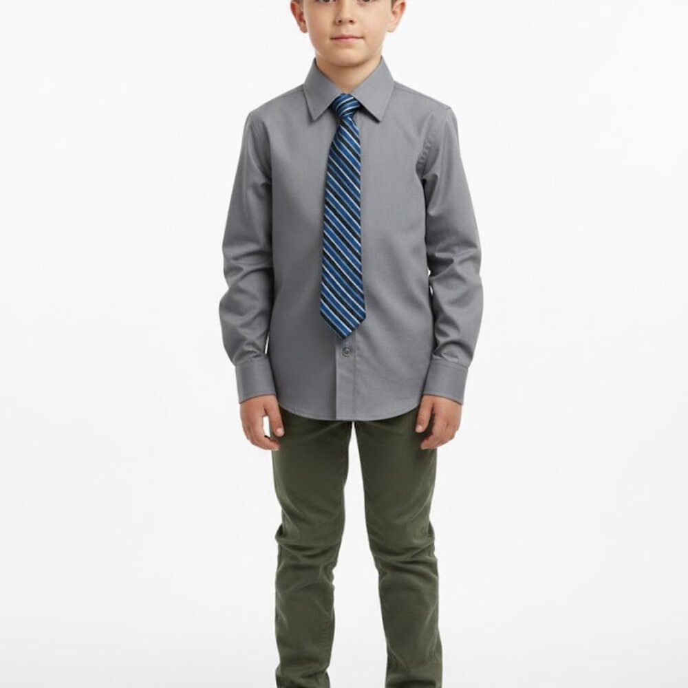 Boy's Boys Long Sleeve Dress Shirt & Tie Size 10/12 NWT
